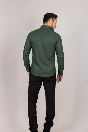 Men's Forest Green Double Cuff Oxford Shirt - TruClothing.com - 5