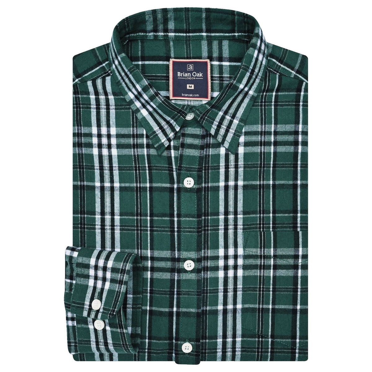 Chemise flanelle à carreaux verts et blancs homme - Brian Oak - 1