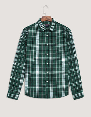 Chemise flanelle à carreaux verts et blancs homme - Brian Oak - 2