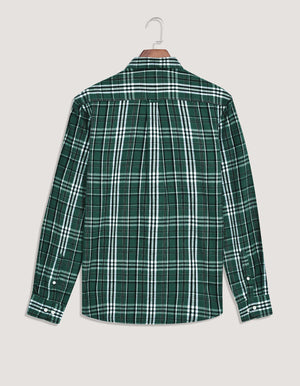 Chemise flanelle à carreaux verts et blancs homme - Brian Oak - 3