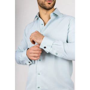 Koszula męska zielona Oxford z podwójnymi mankietami - TruClothing.com - 3