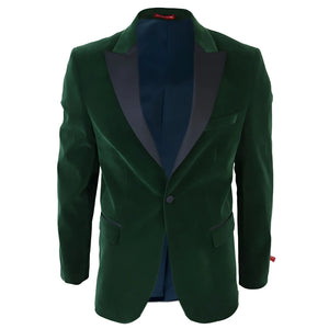 Men's Green Velvet Tux Blazer Satin Lapels Dinner Wedding Prom Black Tie - TruClothing.com - 1