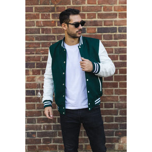 Herren Grün Weiß Varsity Bomberjacke - Infinity Leather - 2