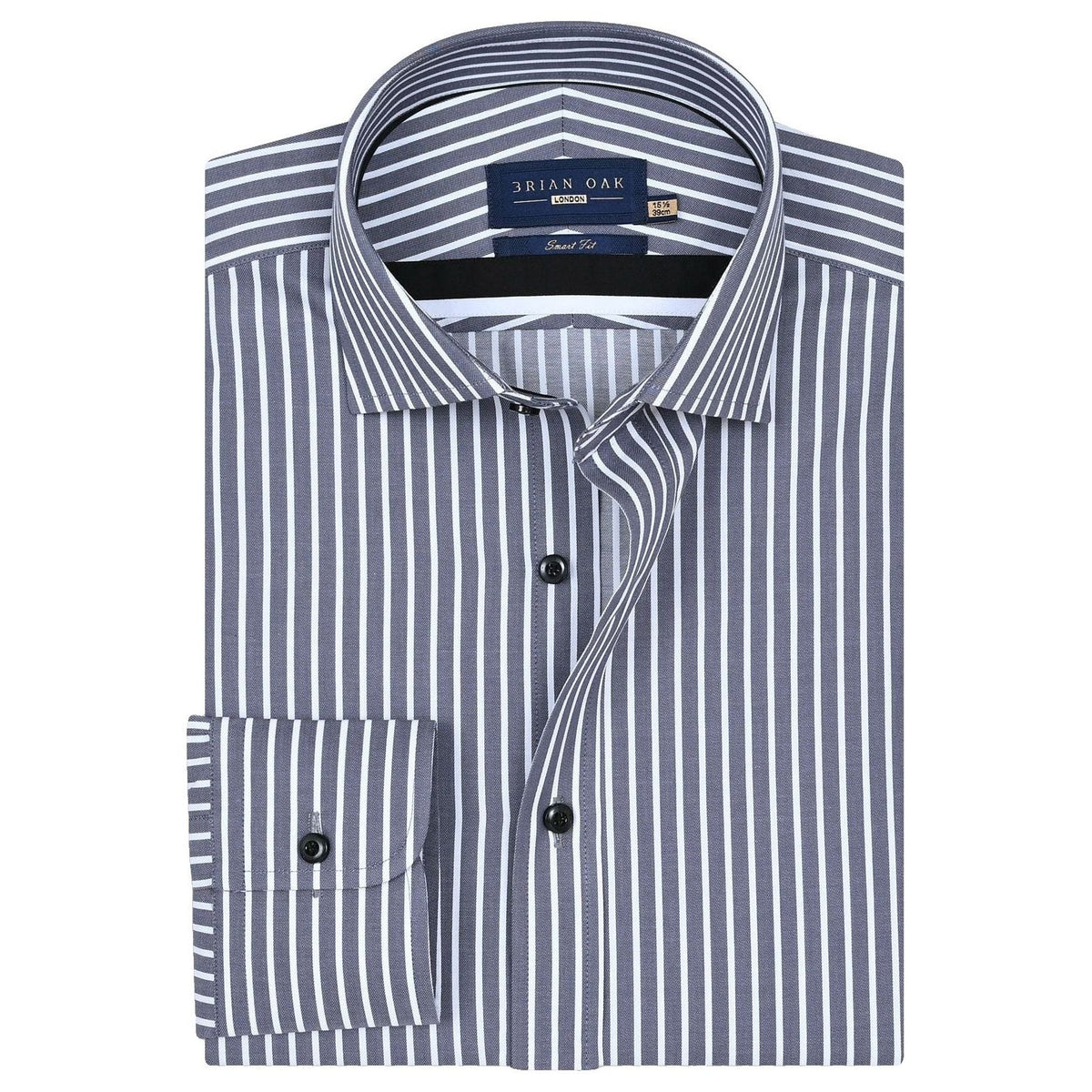 Chemise coton rayée grise blanche homme - Brian Oak - 1
