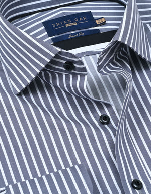 Chemise coton rayée grise blanche homme - Brian Oak - 2
