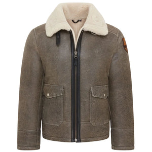 Herren Graue B3 Schaffell Fliegerjacke - Infinity Leather - 2
