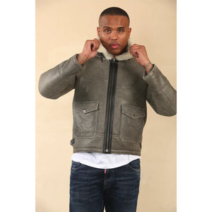 Herren Graue B3 Schaffell Fliegerjacke - Infinity Leather - 3