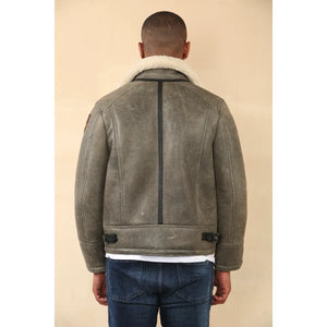 Herren Graue B3 Schaffell Fliegerjacke - Infinity Leather - 7