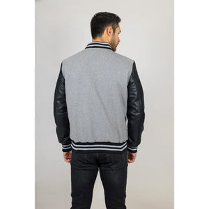 Herren Grauschwarze Varsity Bomberjacke - Infinity Leather - 7
