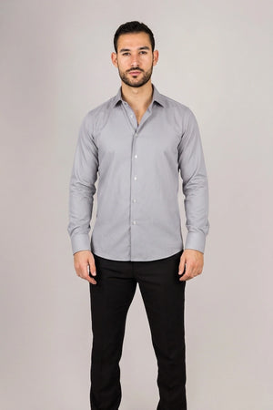 Men's Grey Double Cuff Oxford Shirt - TruClothing.com - 3