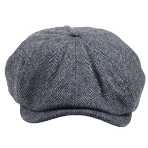 Herren Fischgrät Schiebermütze Klassische Flat Cap - Grau - TruClothing.com - 6