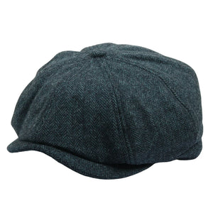 Herren Fischgrät Schiebermütze Klassische Flat Cap - Oliv - TruClothing.com - 9