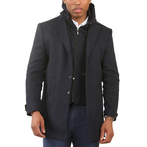 Men's Hooded Wool Blend Classic Overcoat - Black - TruClothing.com - 8