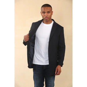 Men's Hooded Wool Blend Classic Overcoat - Navy - TruClothing.com - 18