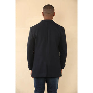 Men's Hooded Wool Blend Classic Overcoat - Navy - TruClothing.com - 20