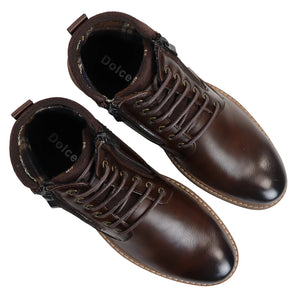 Men's Lace Up Ankle Boots - Brown - Dolcetto - 4