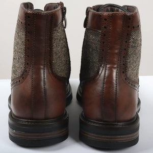 Buty za kostkę brogsy męskie sznurowane - Brązowy - Elong - 11