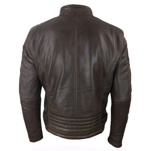 Herren-Leder-Biker-Rennjacke rote Streifen Reißverschluss schwarz kurz - Braun - Aviatrix - 15