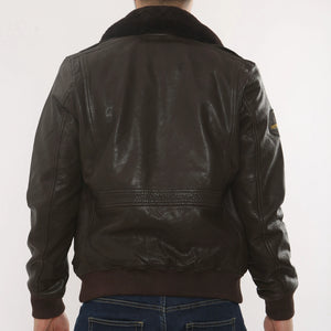 Herren Leder Bomberjacke Fellkragen Fliegerjacke - Braun - Infinity Leather - 10