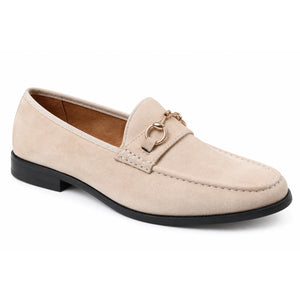 Men's Leather Lined Slip On Suede Loafer Shoes - Beige - Dolcetto - 3