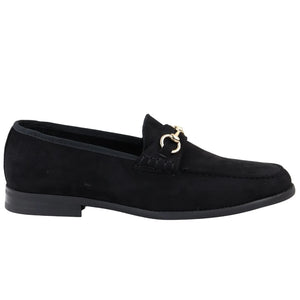 Men's Leather Lined Slip On Suede Loafer Shoes - Black - Dolcetto - 13