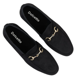 Men's Leather Lined Slip On Suede Loafer Shoes - Black - Dolcetto - 17