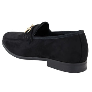 Men's Leather Lined Slip On Suede Loafer Shoes - Black - Dolcetto - 21