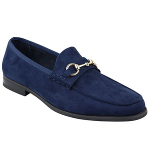 Men's Leather Lined Slip On Suede Loafer Shoes - Navy - Dolcetto - 14