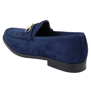 Men's Leather Lined Slip On Suede Loafer Shoes - Navy - Dolcetto - 15