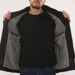 Men's Leather Motorcycle Jacket Classic Biker Coat - Black - Infinity Leather - 4