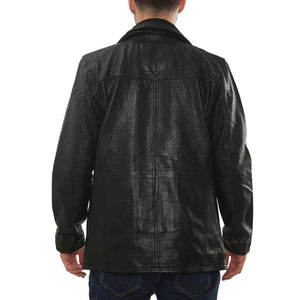 Men's Leather Motorcycle Jacket Classic Biker Coat - Black - Infinity Leather - 6