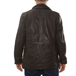 Men's Leather Motorcycle Jacket Classic Biker Coat - Brown - Infinity Leather - 12
