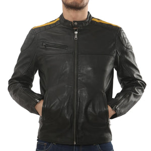 Skórzana kurtka motocyklowa męska postarzana czarna kurtka biker - Infinity Leather - 3