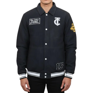 Men's Leather Varsity Letterman Bomber Jacket - TruClothing.com - 1