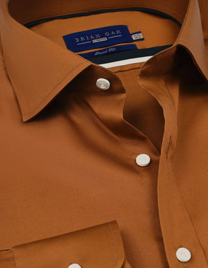 Men's Light Brown Satin Dress Shirt - Brian Oak - 3