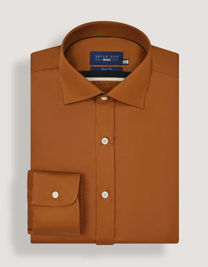 Men's Light Brown Satin Dress Shirt - Brian Oak - 4