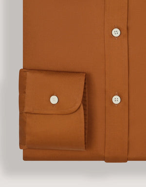 Men's Light Brown Satin Dress Shirt - Brian Oak - 5