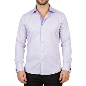 Men's Lilac Double Cuff Oxford Shirt - TruClothing.com - 1