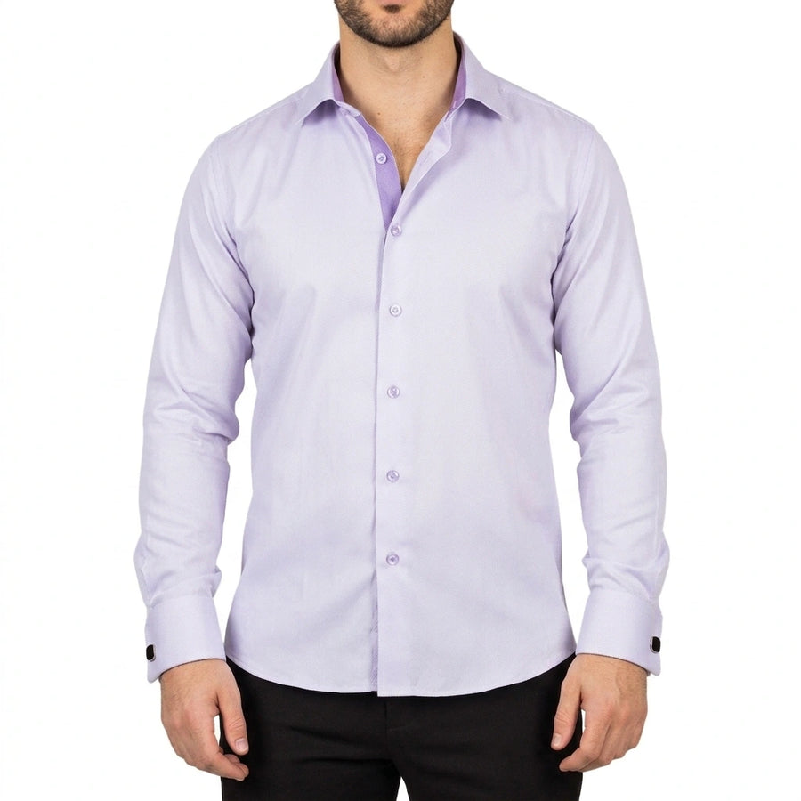 Men's Lilac Double Cuff Oxford Shirt - TruClothing.com - 1