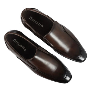 Men's Loafers Slip On Formal Shoes - Brown - Dolcetto - 10