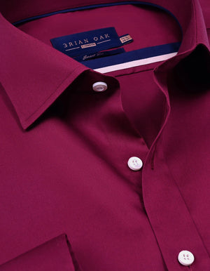 Men's Magenta Satin Dress Shirt - Brian Oak - 3