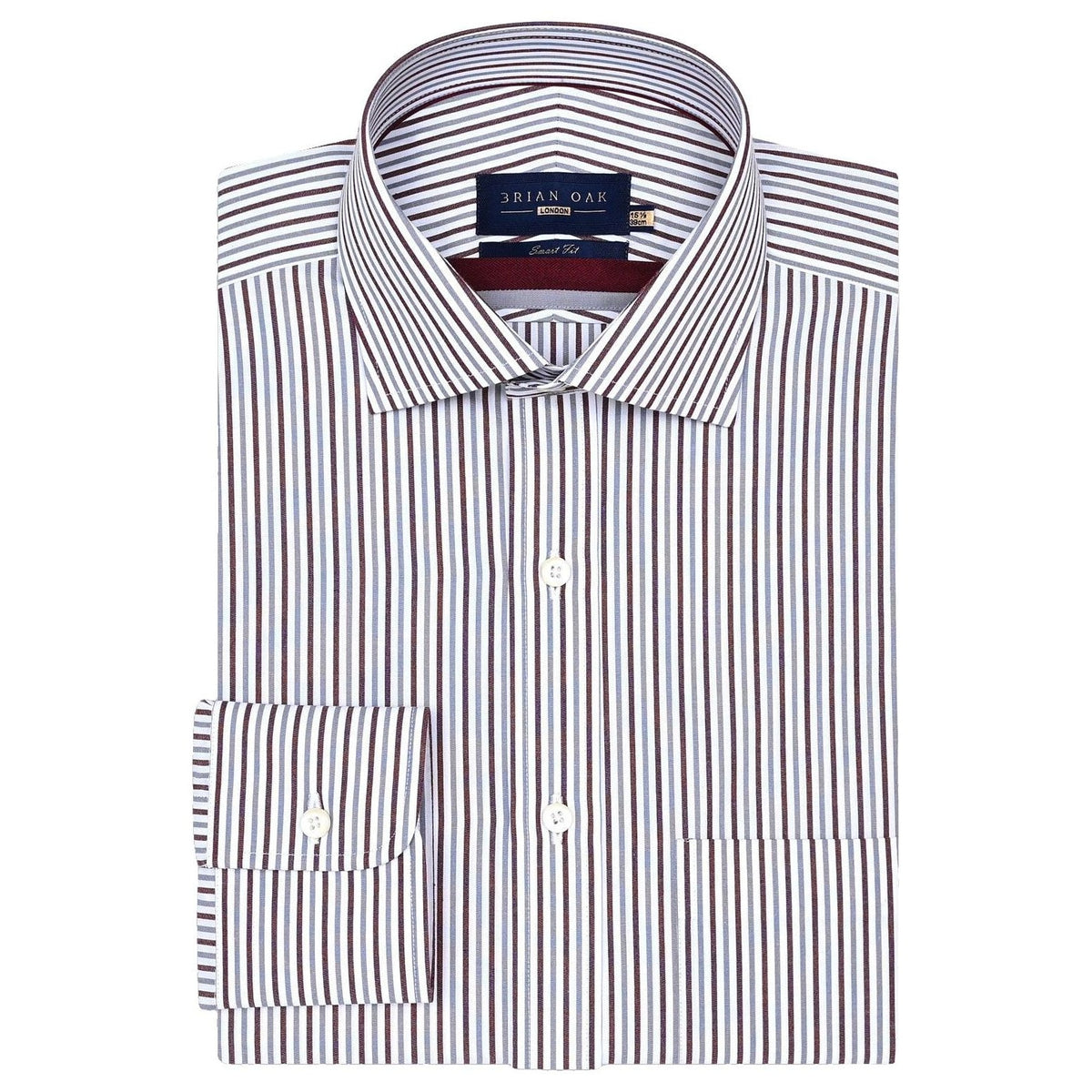 Chemise homme rayures bordeaux grises coton - Brian Oak - 1