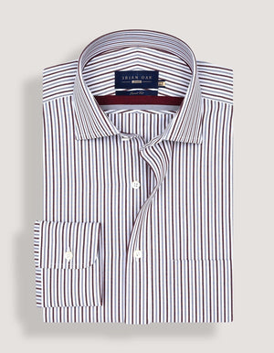 Chemise homme rayures bordeaux grises coton - Brian Oak - 2