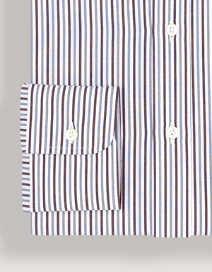 Chemise homme rayures bordeaux grises coton - Brian Oak - 4