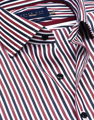 Camicia Uomo Cotone Marrone Striata - Brian Oak - 3