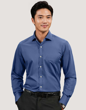 Men's Medium Blue Easy Iron Dress Shirt - Brian Oak - 2