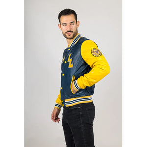 Chaqueta bomber tipo bomber de cuero azul marino para hombre - Infinity Leather - 4