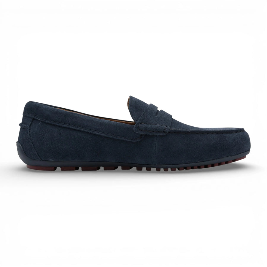Men's Navy Blue Suede Moccasin Loafers - Tamaris - 1