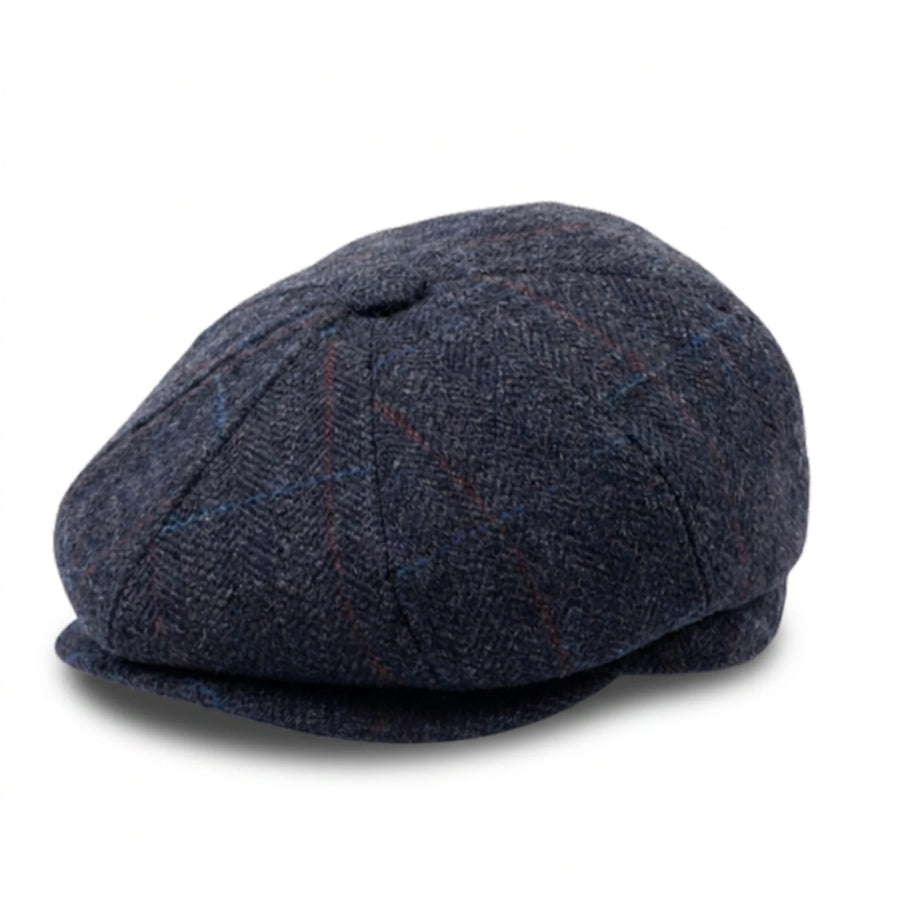 Herren-Schlappmütze aus marineblauem Tweed aus Wollmischung im Newsboy-Stil - TruClothing.com - 1