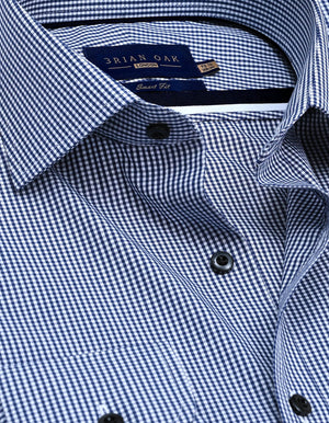 Camicia Uomo Blu Navy a Righe, Cotone, Vestibilità Classica - Brian Oak - 3